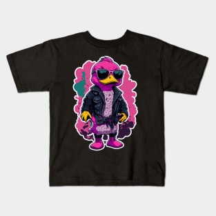 Cute Cool Pink Duck Wearing Sunglasses Kids T-Shirt